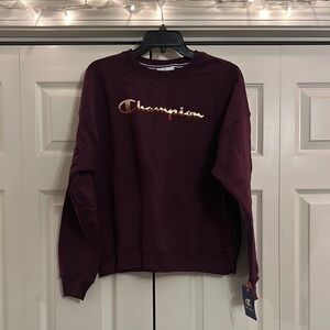 Champion Maroon Sweatshirt with Gold Logo